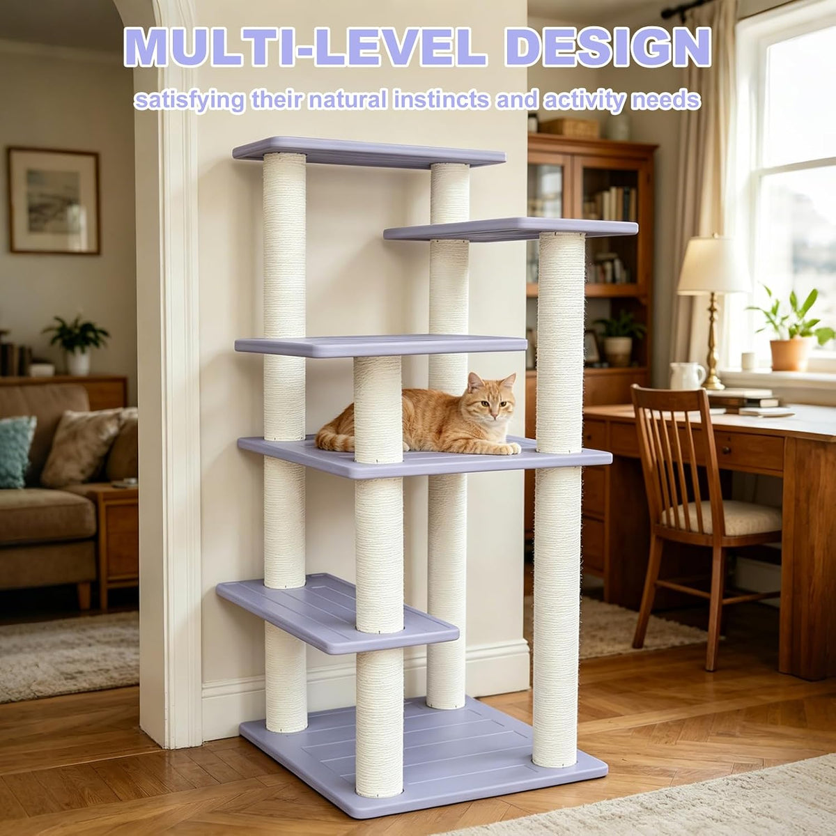 46in 5-Level Cat Tree,Indoor&Outdoor Large Cat Tower with Scratching Posts – Essentials for Cats - CTT-8 - image 3