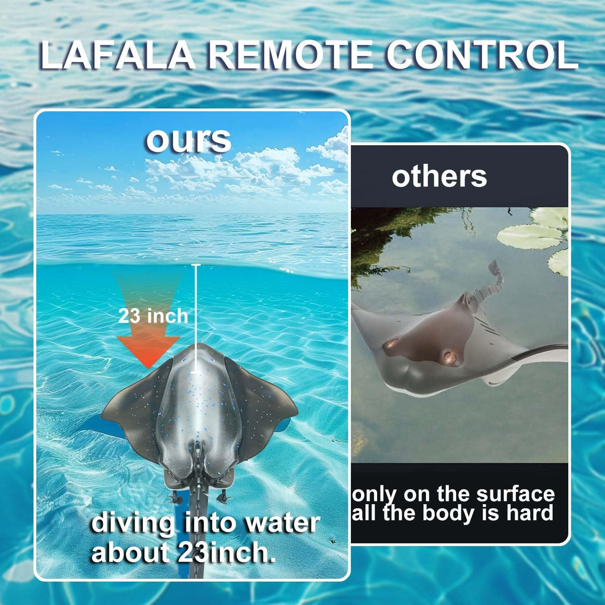 LAFALA remote control diving stingray pool toy with flapping rubber wings - view 5