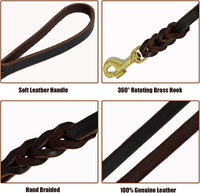 LWBMG Long Leather Dog Leash 10ft, Long Line Pet Leashes - 10ftx1/2'' / Brown - image 2