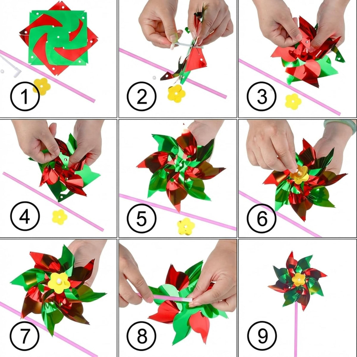 50 Pcs Plastic Rainbow Pinwheel for Kid Party Pinwheels DIY Lawn - image 3