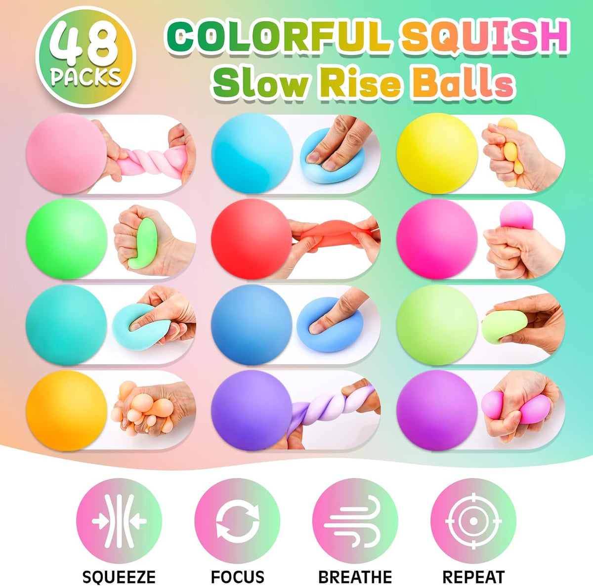 VISCOO 12 Pack Slow Rising Stress Cube - 2in 48p- 12 Colors - image 4