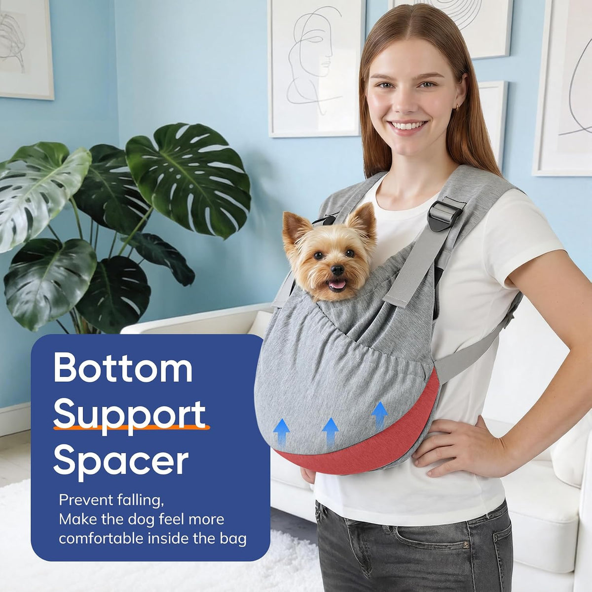 Supet Dog Sling Carrier for Pets - Grey / Regular ( 4 - 12Lbs ) - image 2