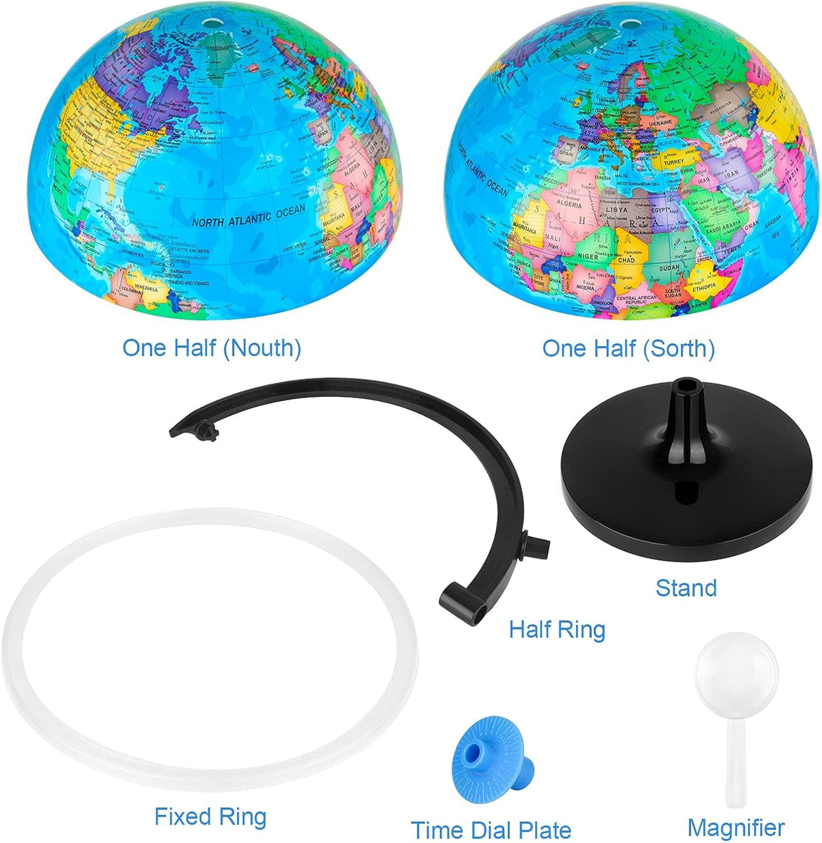 Wizdar 10 inch spinning world globe for kids on a stand with political map and blue oceans - view 3