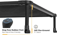 Veehoo Chewproof Elevated Dog Bed - Cooling Raised Pet Cot, Breathable Mesh, Washable & Non-Slip for Medium Dogs, Indoor/Outdoor, Black Mat and Black Frame, 32x25inches (Model CWC2203A03)