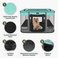Foldable Pet Kitten Playpen - Black Teal 03 / Medium(32''×24''×21.5'') - image 3