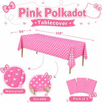 Stone Wall Table Covers, 54"x108" XL, Medieval Party Decorations - Pink Polka Dot (Pack of 3) - image 2