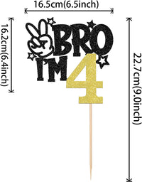 1 PCS Brother I'm 7 Cake Topper Glitter Star Happy 7th Birthday Cake - Gold 4th - image 2