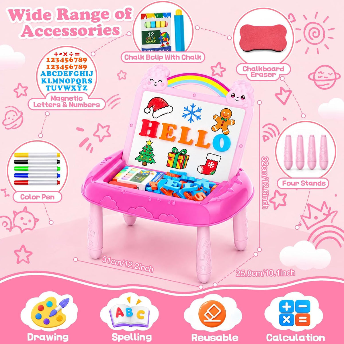 Cokzer Magnetic Drawing Board - Unicorn Pink - image 4