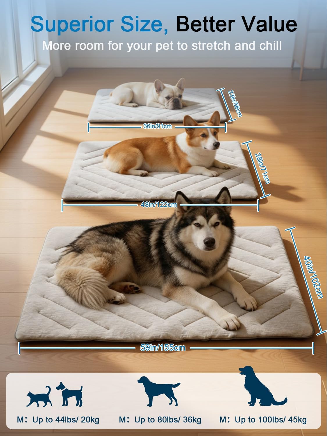 Dog Cooling Mat Self Coolings Foldable Cooling Pad for Dog in Summer - Rectangle,Gray / X-Large-59"L x 40"W - image 3