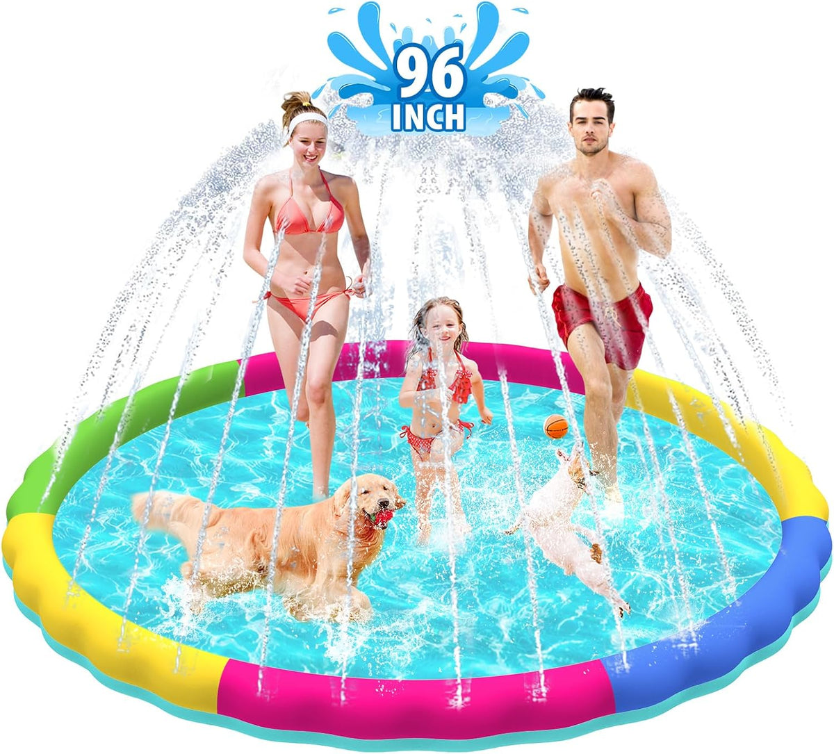 Raxurt Non-Slip Splash Pad for Kids and Dog - Colorful / 97in