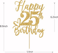 Happy 83rd Birthday Cake Topper - happy 25th birthday / Gold Glitter - image 4
