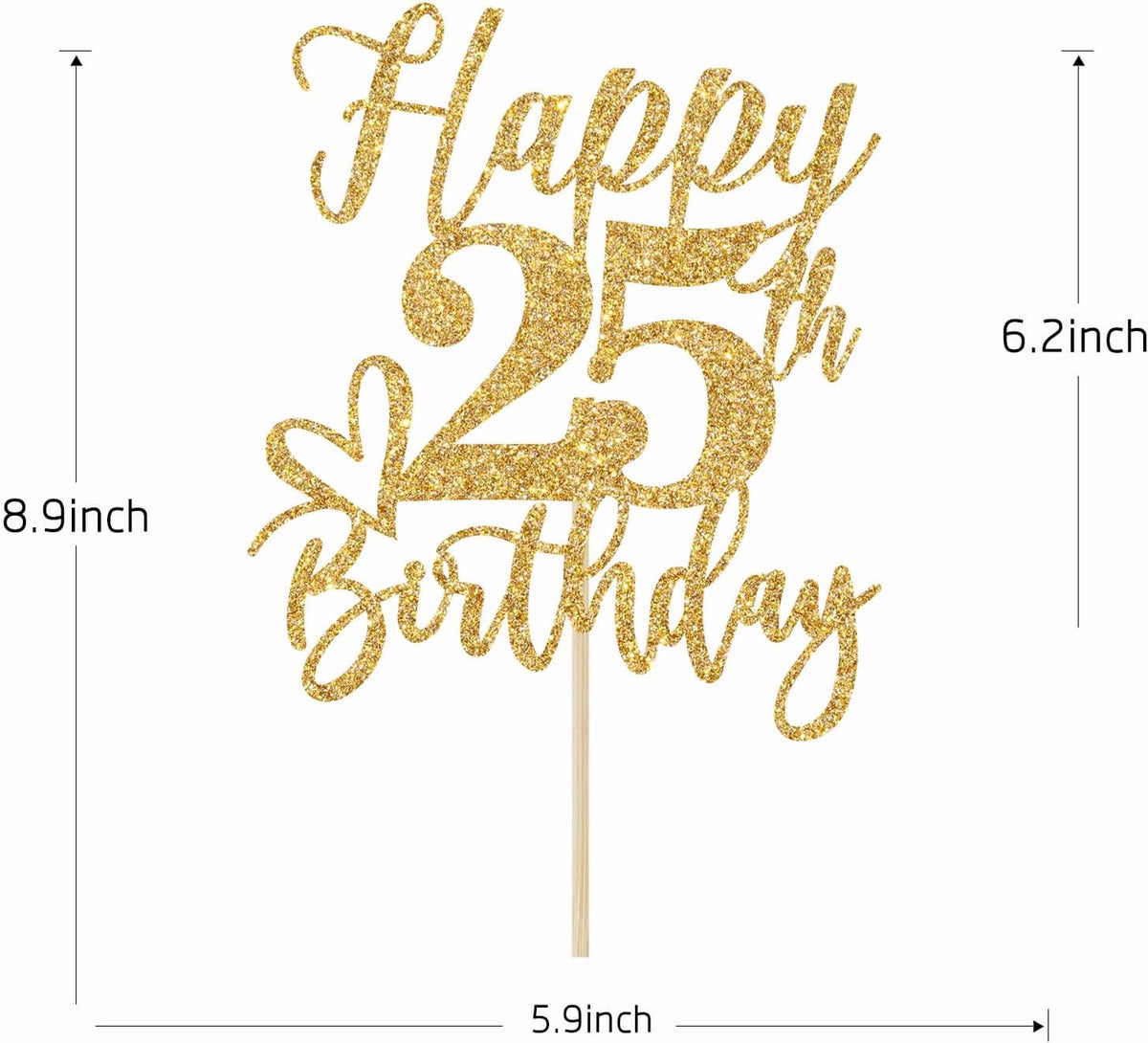 Happy 83rd Birthday Cake Topper - happy 25th birthday / Gold Glitter - image 4