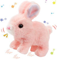 Hopearl Walking Gray Tabby Cat Interactive Electronic Pet Plush Kitty - Bunny-Pink