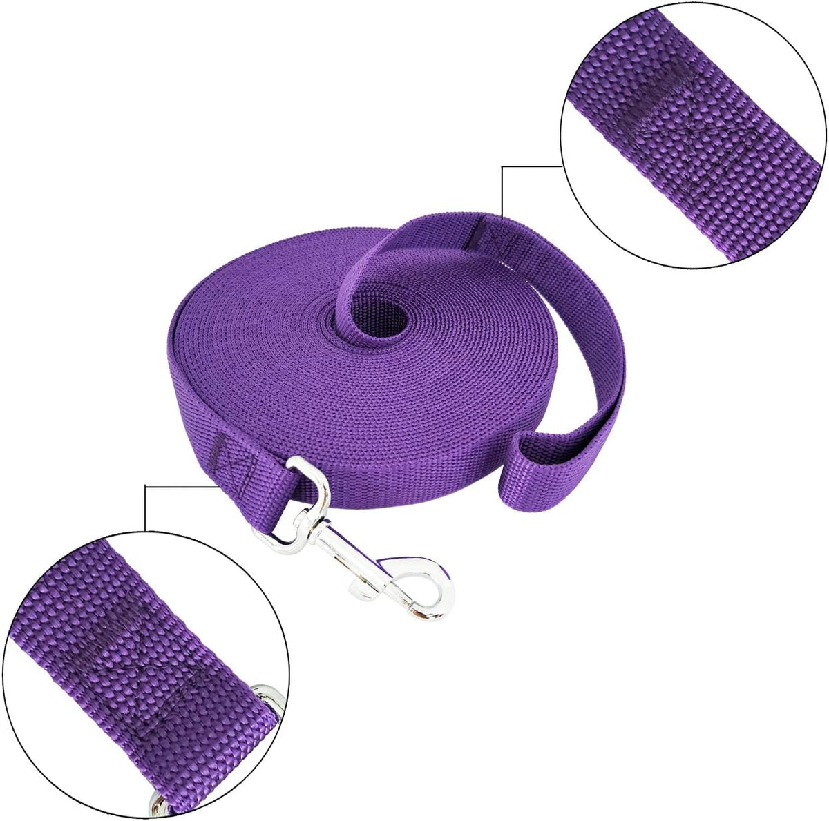 SALO Nylon Training Dog Leash for Small Medium Large Dogs - Purple / 3/4 inch x 15 feet - image 2