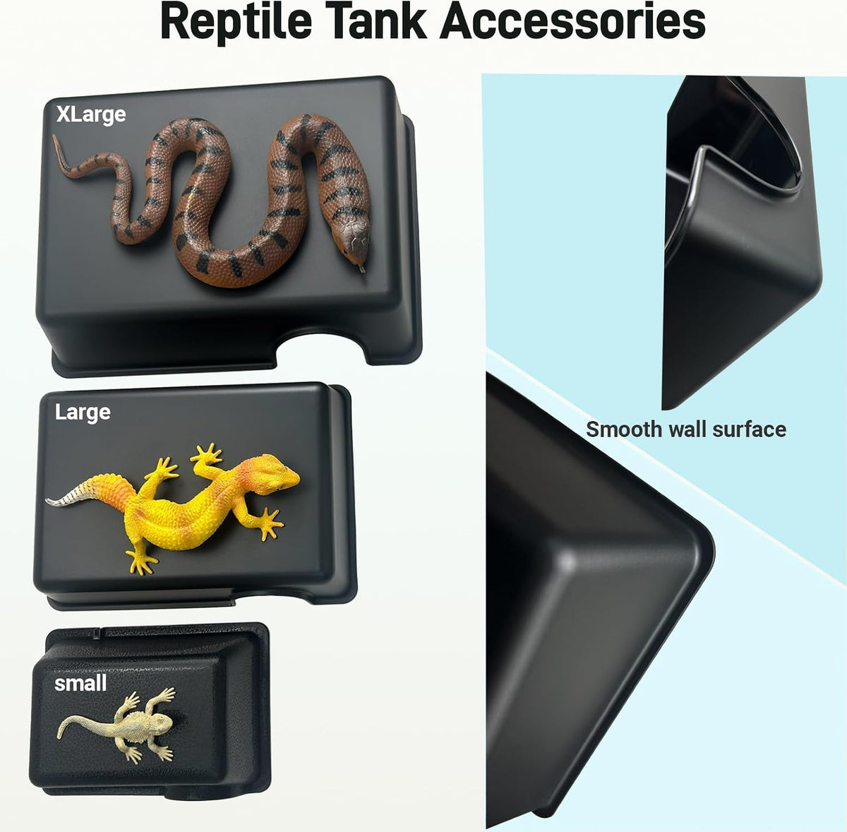 Reptile Hide Cave, Snake Hide for Ball Python & Gecko - Black / X-Large (1 Count) - image 3
