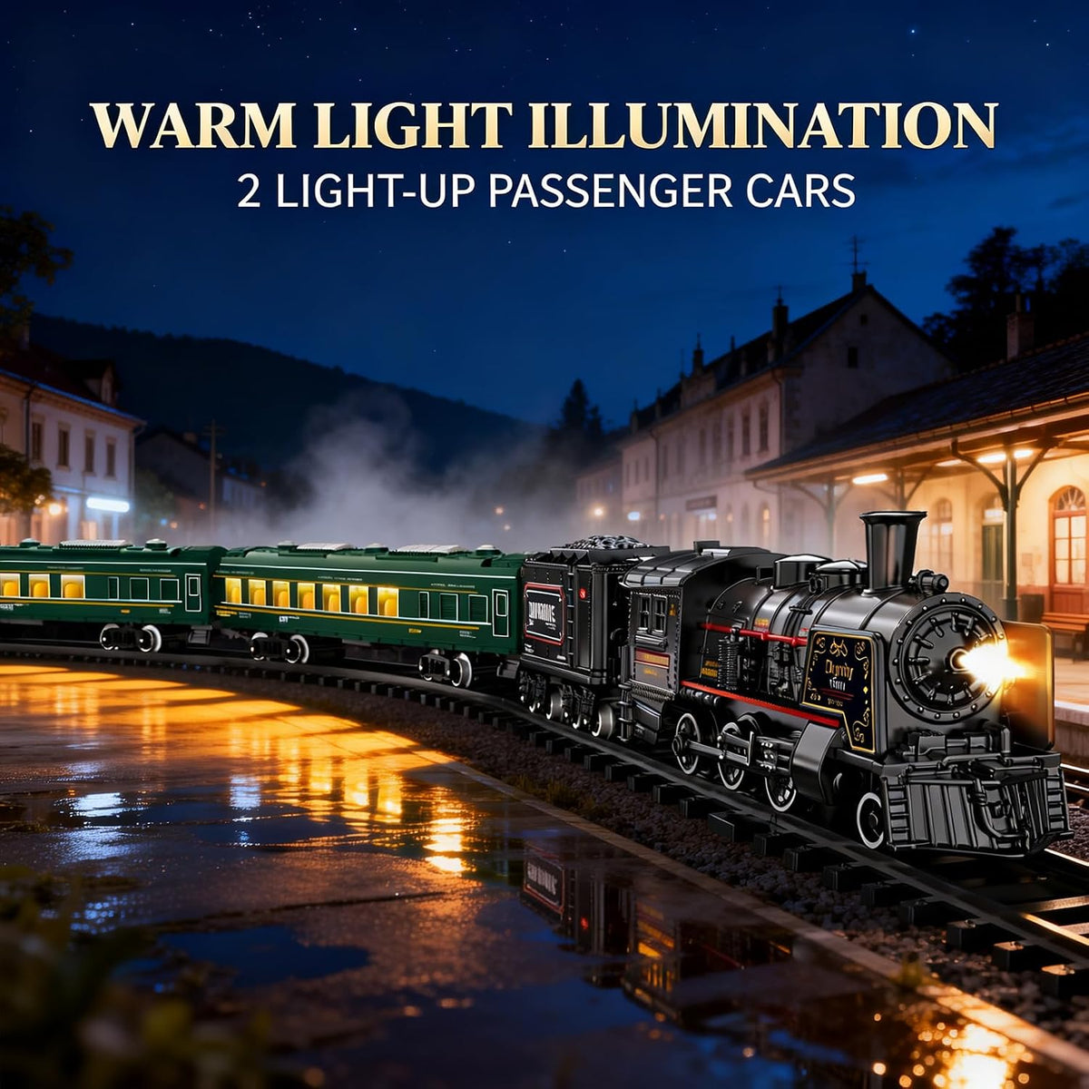 Electric Train Sets for Boys Girls Metal Alloy Christmas Trains Toys - Green Electric Train Set - image 3