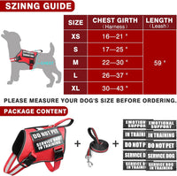 Service Dog Vest Harness and Leash Set+10 Patches - Large / Red - image 2