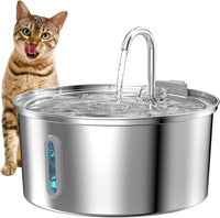 Cat Water Fountain Stainless Steel: 2.2 L Cat Fountain for Drinking - 108oz Cat Water Fountain