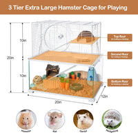 3 Tiers Large Hamster Cages Glass - 20"L x 12"W x 20"H - image 3