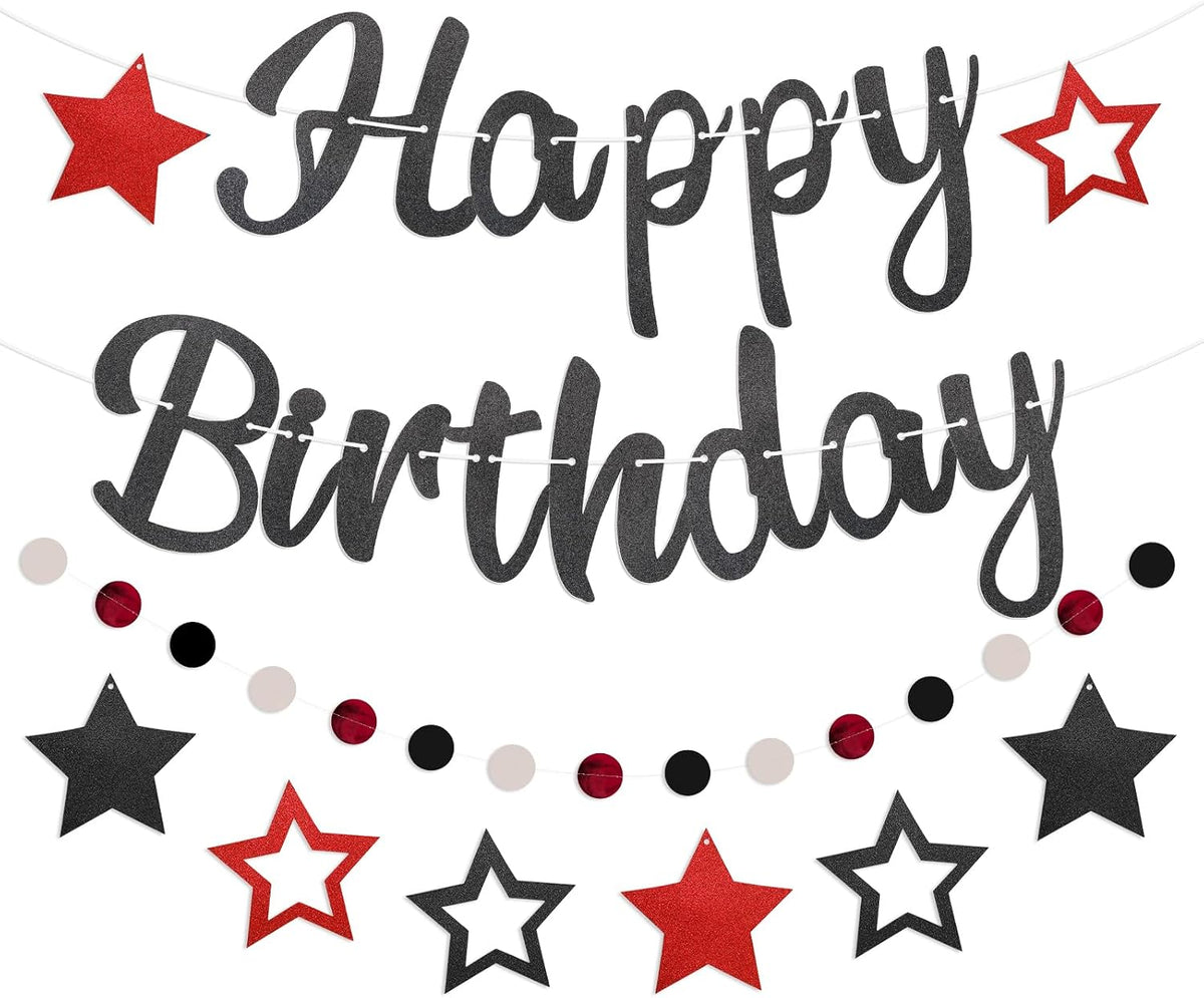 Halloween Birthday Banner - Red & Black / Star