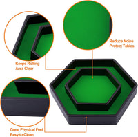 SIQUK Dice Tray with Lid Hexagon Dice Rolling Tray Dice Holder – Fun for Kids & Family - Green - image 2