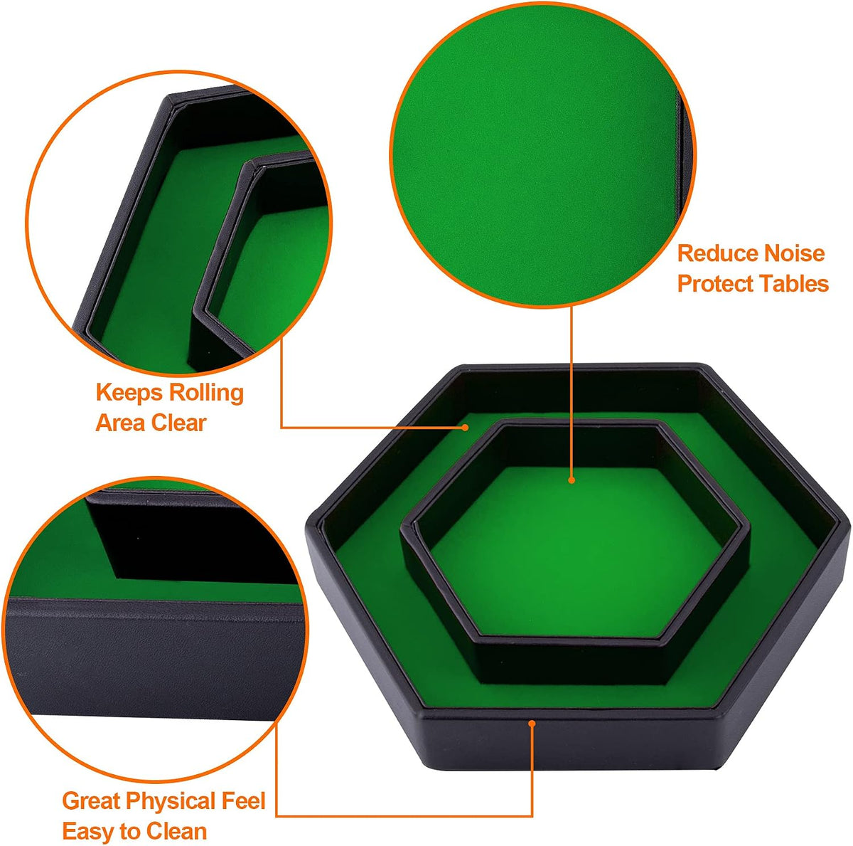 SIQUK Dice Tray with Lid Hexagon Dice Rolling Tray Dice Holder – Fun for Kids & Family - Green - image 2