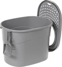 Amazon Basics Large Cat Litter Box with High Sides - Grey / Top Entry - image 4