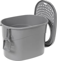 Amazon Basics Large Cat Litter Box with High Sides, Top Entry, Includes Scoop, 20.5 x 14.75 x 14.38 inches, Grey