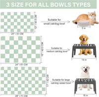 Cat Food Mat, 12"x 20" Cat Dog Mats for Food and Water Bowl - 16"L x 24"W / Green & White - image 3