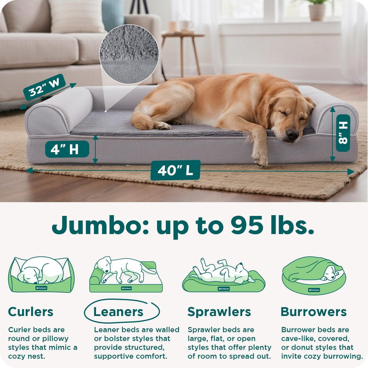 FurHaven Orthopedic Dog Bed for Large Dogs - Jumbo / Gray - image 3
