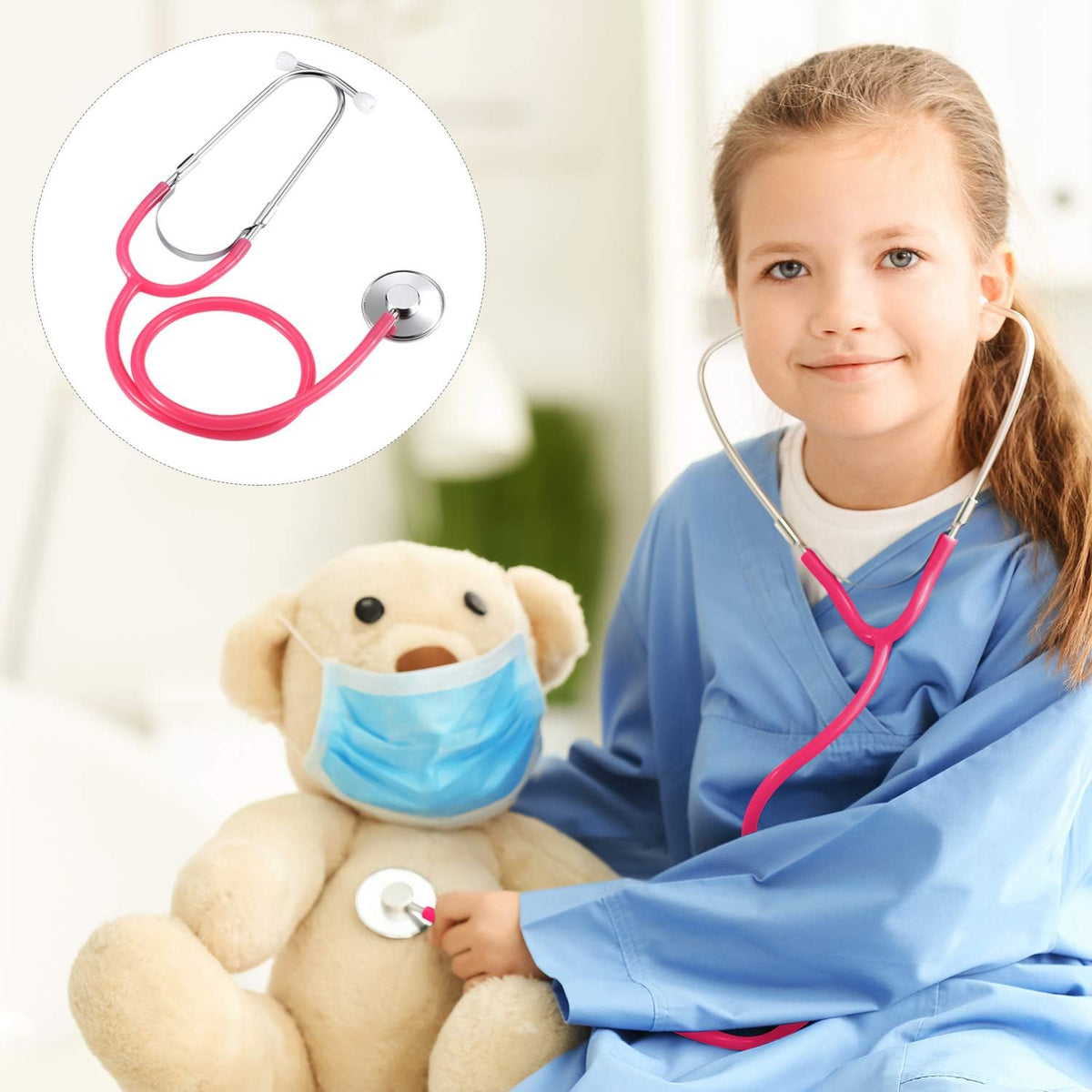 meekoo 2 Pack Kids Stethoscope Toy Halloween Cosplay Costume - Pink, Black - image 2
