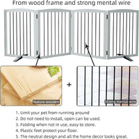 ZJSF Freestanding Panel Gate for Indoor Doorways, Stairs, or Hallways - Foldable White Wooden Dog Gates - Support Feet Included - 32" Height - 4 Panels