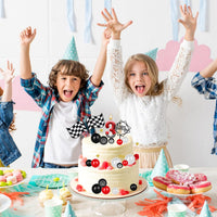 ZSMKJIAYE 25 piece racing cake topper set, red white black with number 3 candle - view 40