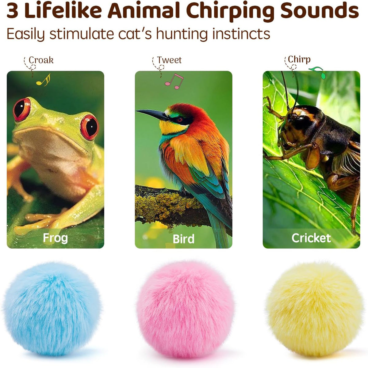 Potaroma Chirping Cat Toys Balls with SilverVine Catnip - image 2