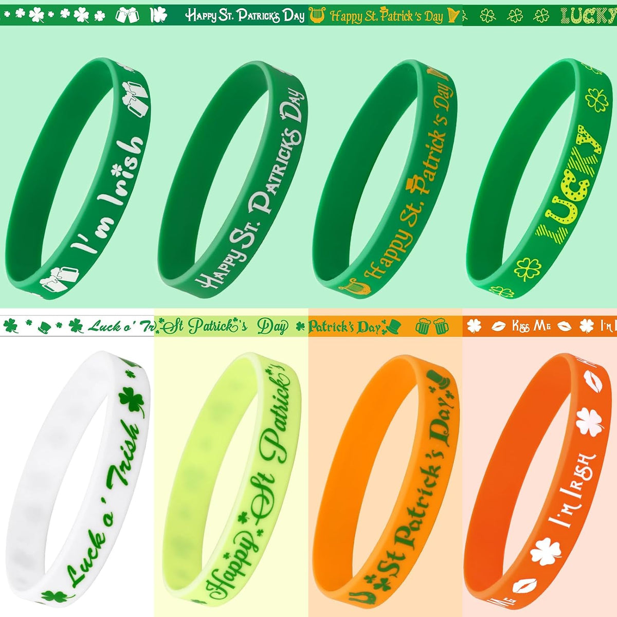 JUNEBRUSHS 24pcs Halloween Silicone Bracelets - St. Patrick's Day Style - image 3