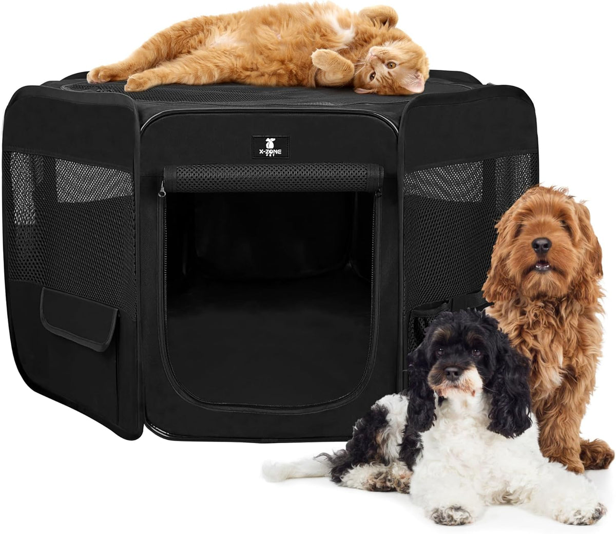 X-ZONE PET Foldable Dog Playpen - XL / Black