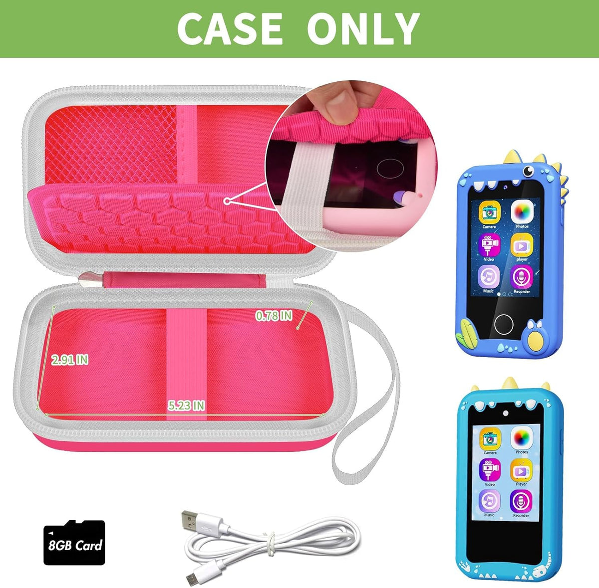 ALKOO kids smartphone case, zip carrying box for kids toy phones and learning cameras - view 29