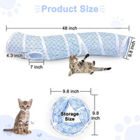 Glittme Cat Tunnel, Cat Tunnels for Indoor Cats - Blue Flowers - image 3