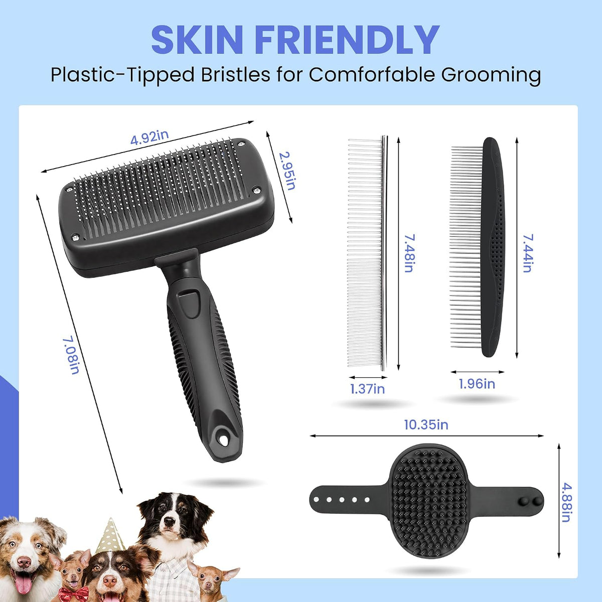 Self Cleaning Shedding Brush, Cats, and Puppies - Black - image 2
