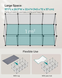SONGMICS Pet Playpen with Floor, Small Animal Playpen – Essentials for Small Pets - White / 20 Panels - 57.1"L x 28.3"W x 22.4"H - image 4