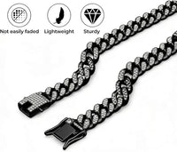 Gold Dog Chain Diamond Gold Chain Dog Collar Walking Metal - Black / 18inch - image 4