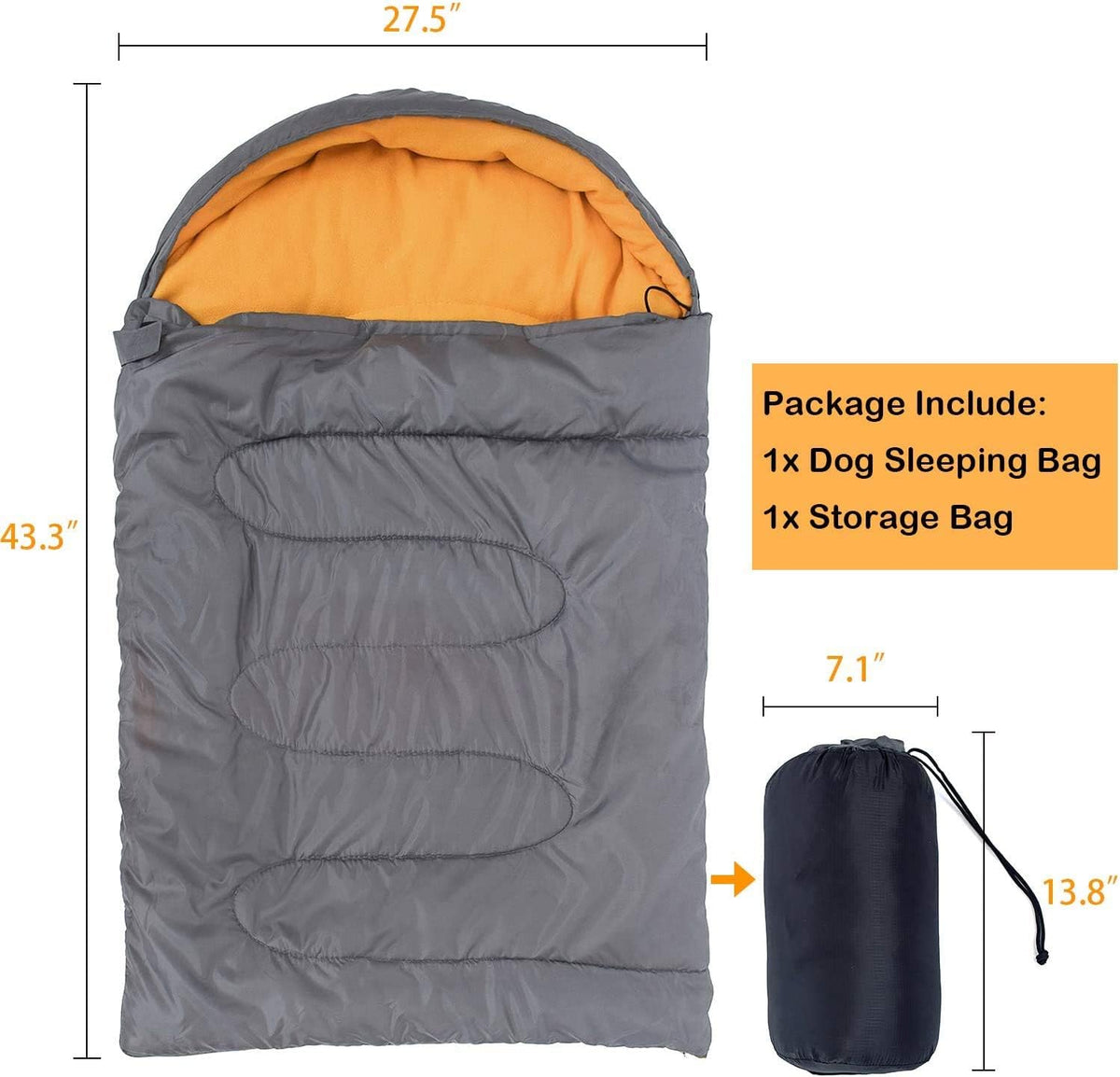 Dog Sleeping Bag Waterproof Warm Packable Dog Bed with Storage Bag - Orange - image 2