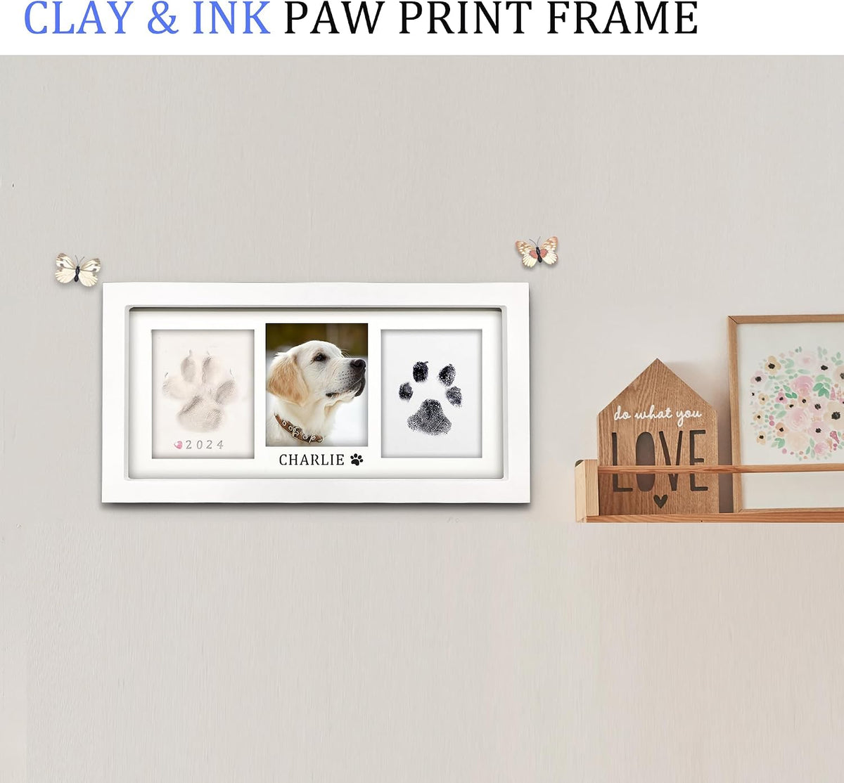 MYPAWLETS Paw Print Frame Kit, Dog/Cat Pawprints Keepsake - White - image 2