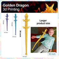 3D Printed Dragon 24 Inch - Gold / 30in - image 3