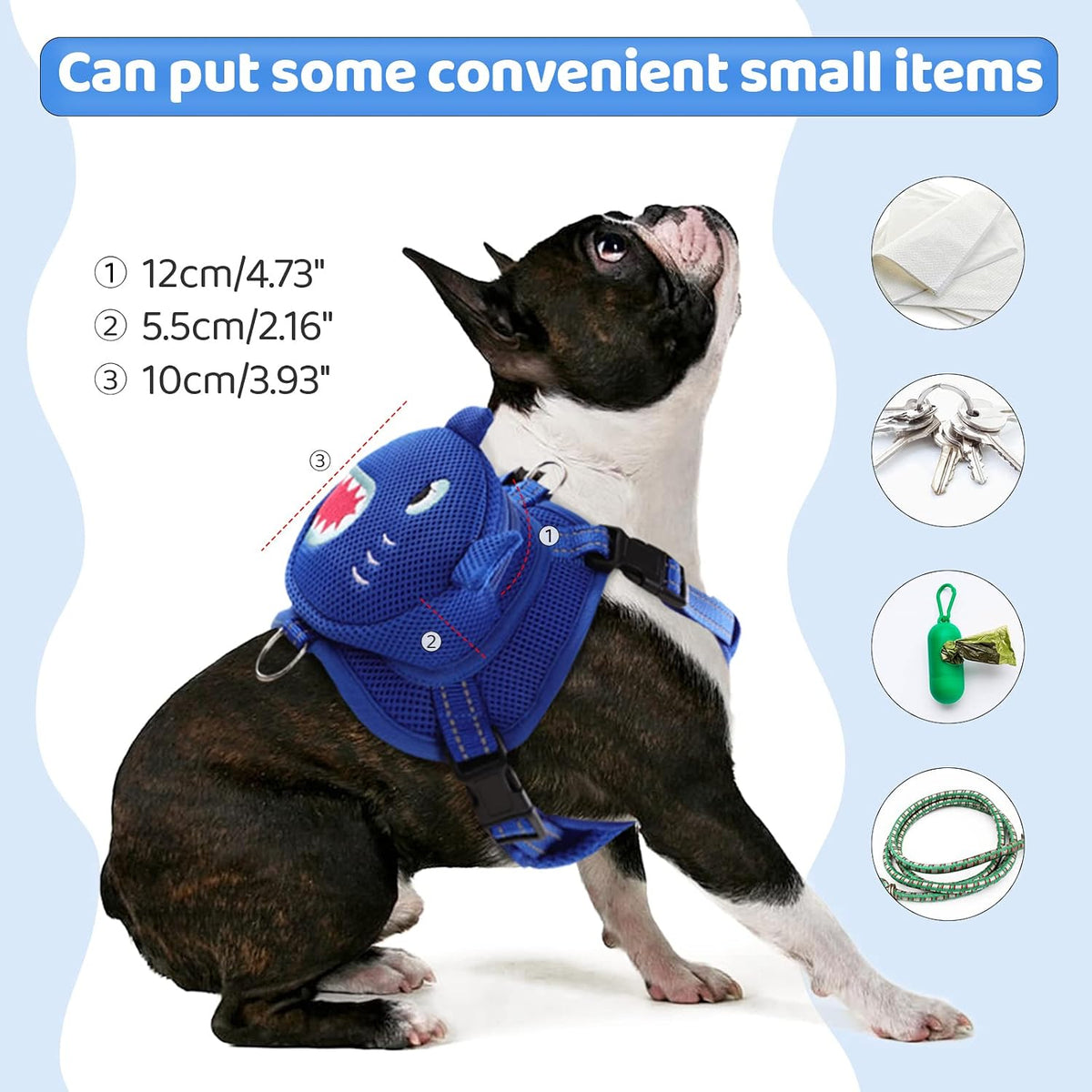 Dog Harness with Backpack - X-Small / Blue Shark - image 4