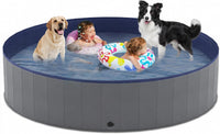 Niubya Foldable Dog Pool, Collapsible Plastic Dog Swimming Pool - 4XL - 80'' x 12''