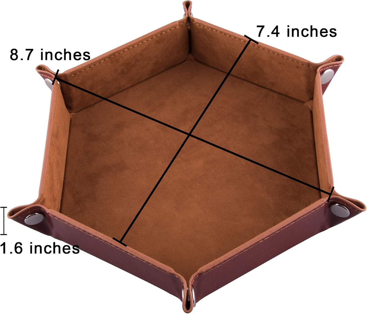 SIQUK 4 Pieces Dice Tray Set Foldable Dice Trays Hexagon Dice Rolling - Gray, Camel, Red and Black - image 2