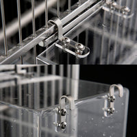 Hanging acrylic cube bird bath with metal hooks for square cages - view 3
