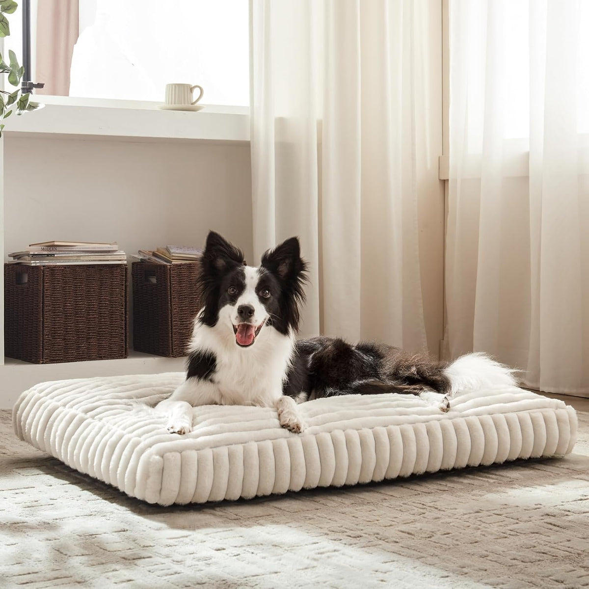 FURTIME Dog Beds Large Sized Dog, Washable Dog Bed for Crate - Cream / XXL (47"x29"x4") - image 2