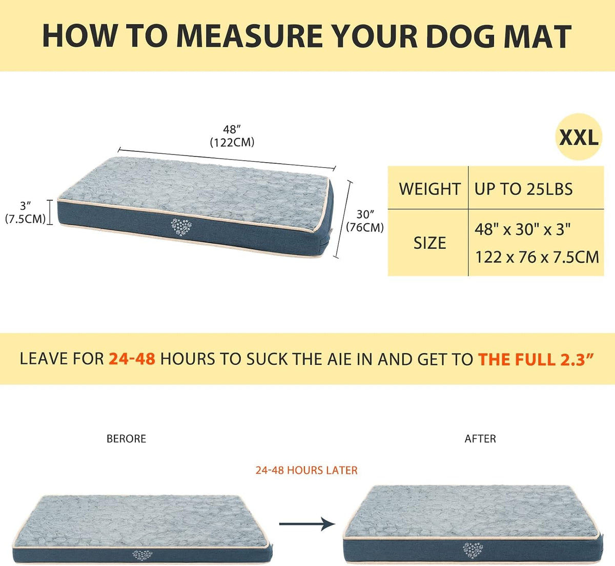 VANKEAN Waterproof Reversible Crate Mat Cool/Warm Washable Joint - XXL / Navy - image 2